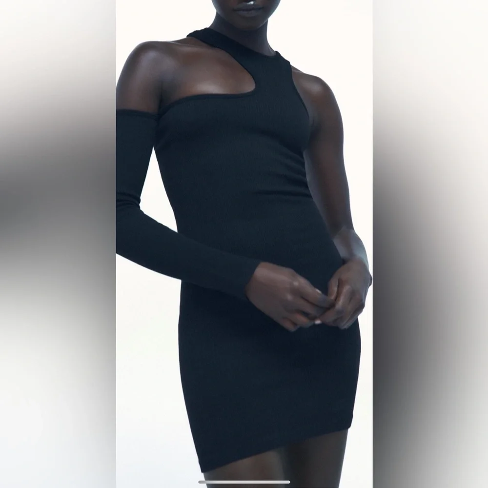 Zara Black Cut-Out Dress - Picture 1 of 5